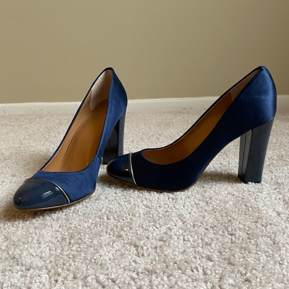 J Crew factory Satin Cap toe Navy Pumps, 6.5 - Picture 5 of 6